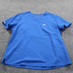 FIGS Technical Collection Top Scrub Shirt V Neck Short‎ Sleeve Blue XL